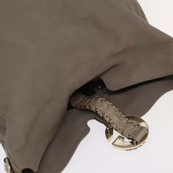 GUCCI Shoulder Bag Leather 2way Gray Silver 232931 Auth - Picture 8 of 16